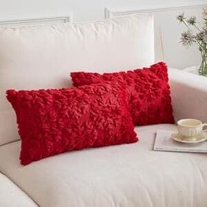 20x12” Red Snowflake Pillow Covers (set of 2)